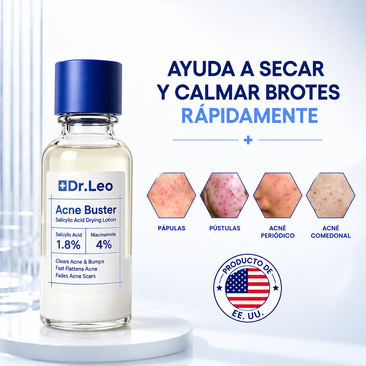 Dr. Leo® Loción Secante Antiacné |  Ácido Salicílico + Azufre